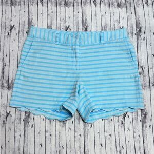 J. McLaughlin Scalloped Hem Striped Shorts